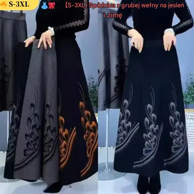 👠【S-3XL】Silná vlněná sukně na podzim a zimu, módní a všestranná