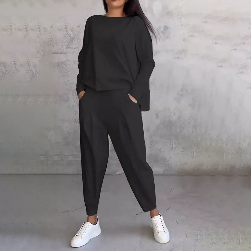 💥Promocja czasowa 50%💖【S-5XL】  Zestaw z długim rękawem, bluzka z okrągłym dekoltem i długie spodnie