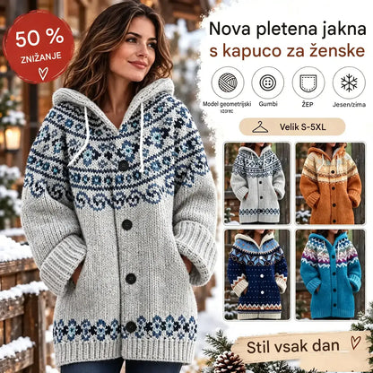 🌟🔥【S~5XL】✨Jesen/zima Nova elegantna barvita retro jakna s kapuco-w