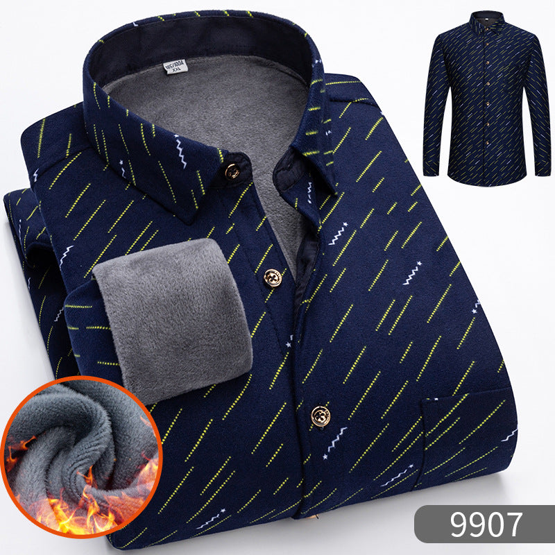 🔥【Poloviční cena】1 kus: 690 Kč 👔【L-5XL】Teplá společenská košile s dlouhým rukávem