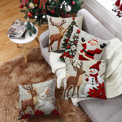 🔥【Paquete de 4 piezas】🎅Oferta especial de Navidad: 49 % de descuento🎄Fundas de almohada con temática navideña 4164022