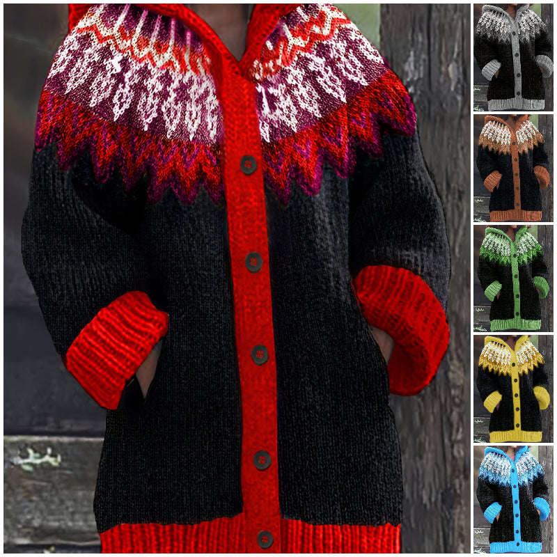 【S~5XL】✨Elegancka, kolorowa kurtka z kapturem w stylu retro 4156564