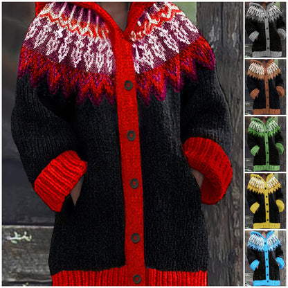 【S~5XL】✨Elegancka, kolorowa kurtka z kapturem w stylu retro 4156564