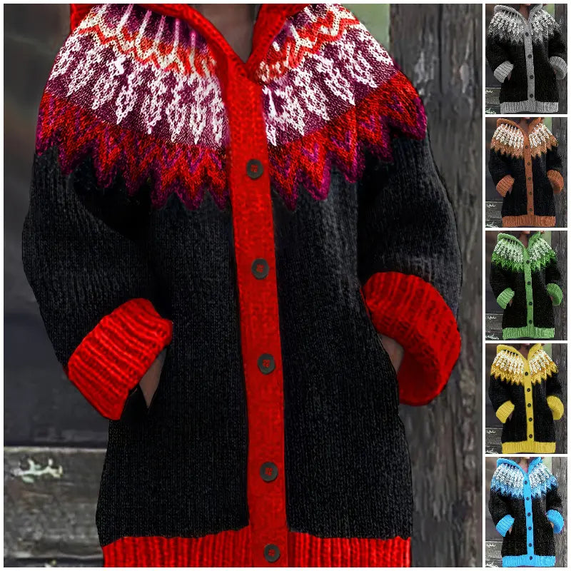 ✨ Poslední den – sleva 50 % 【S–5XL】✨ Elegantní dámská zimní bunda s kapucí a retro potiskem