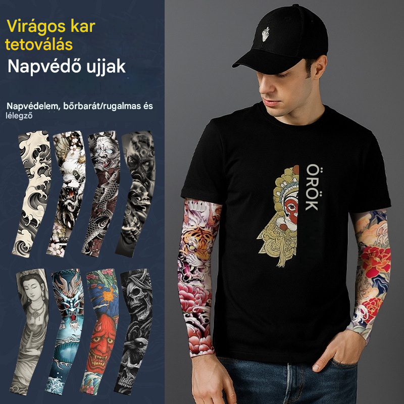 🔥 10 db egy csomagban! Nyári bestseller tetoválásos ujjvédő – hihető, varrásmentes, kényelmes viselet ☀️💪