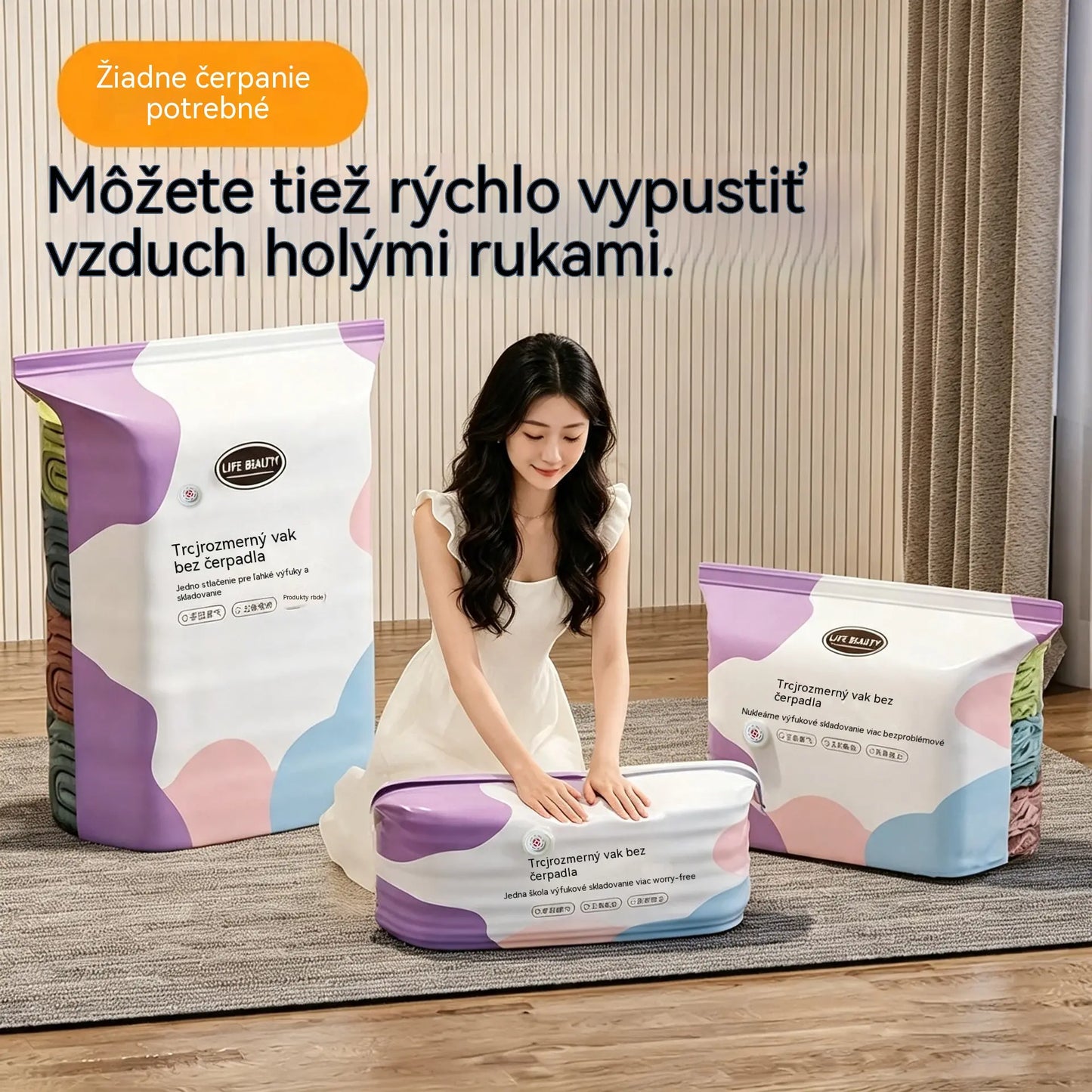 🧳⭐💨 Velké, flexibilní vakuové úložné sáčky: Není potřeba žádné vzduchové čerpadlo, nepropustné, ideální pro úsporu místa v kufru i doma ✈️