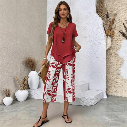 🔥🎉【S-5XL】 letní dámský módní dvoudílný set | lehký a elegantní · vícebarevná letní souprava