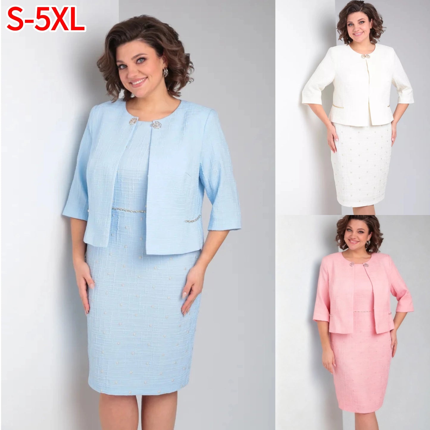 【S~5XL】Nowy elegancki komplet sukienek, prosty i wszechstronny