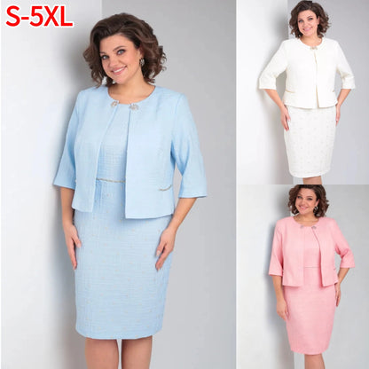 【S~5XL】Nowy elegancki komplet sukienek, prosty i wszechstronny