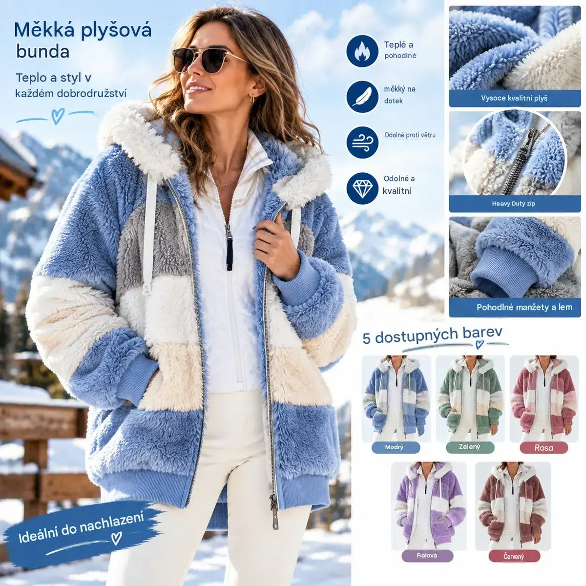 🔥🌟 Poslední den – sleva 50 % ❄️【S–5XL】Nový dámský hřejivý kabát pro rok 2026, zateplený plyšový design s kontrastními pruhy ✅ Platba na dobírku
