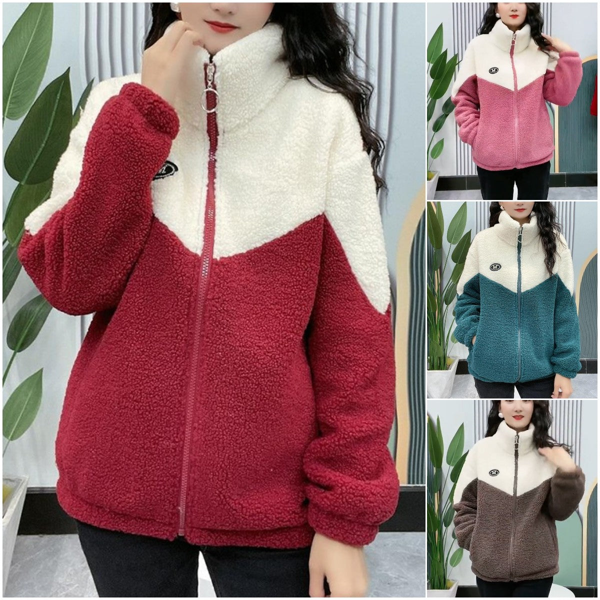 🔥🐏【M-4XL】Zimowa kurtka polarowa, kurtka bawełniana, wzmocniona kurtka bawełniana z wełny jagnięcej, ciepła kurtka-4126018