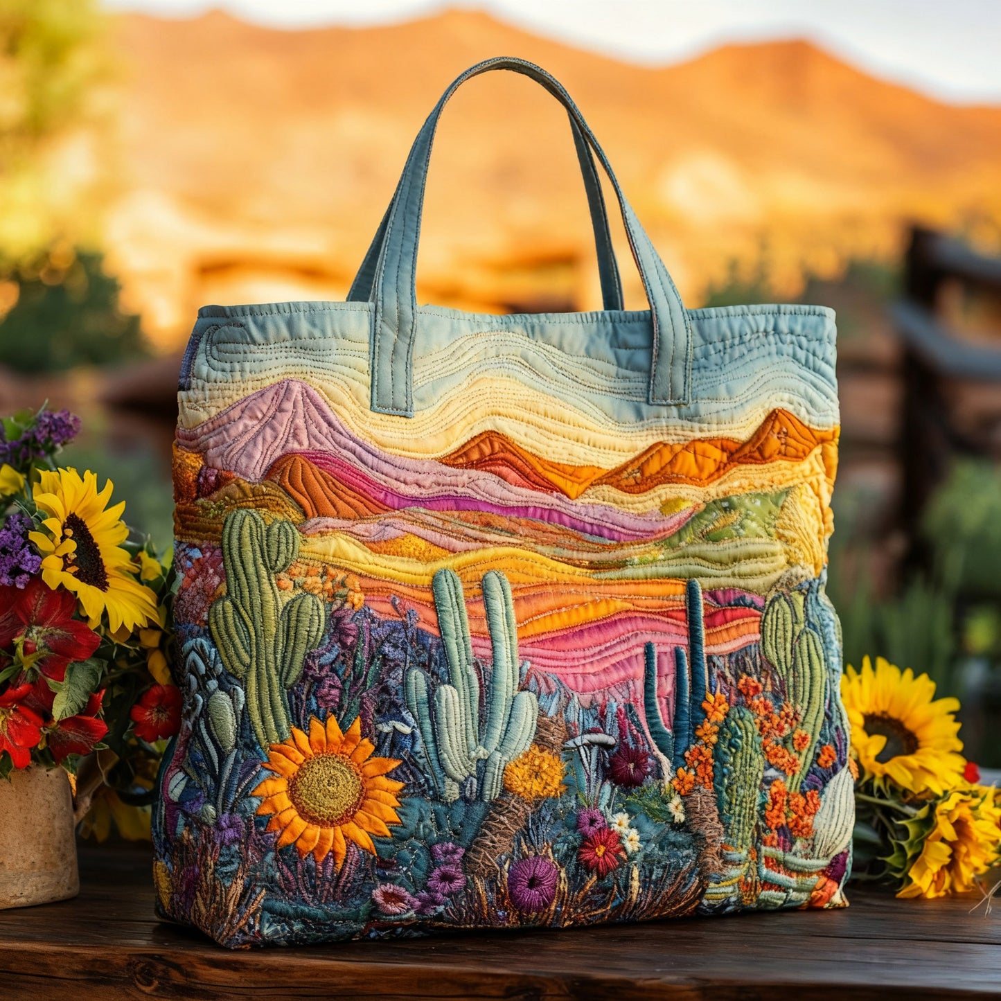 ✨👜Torba s cvetličnim potiskom (širina 43 cm, višina 40 cm)