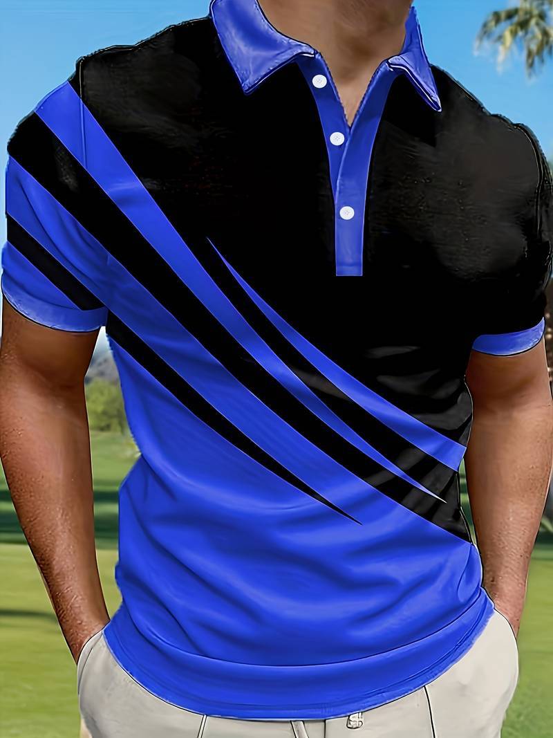 👔【S-6XL】Nowa męska koszulka polo w paski z nadrukiem 3D 4241398