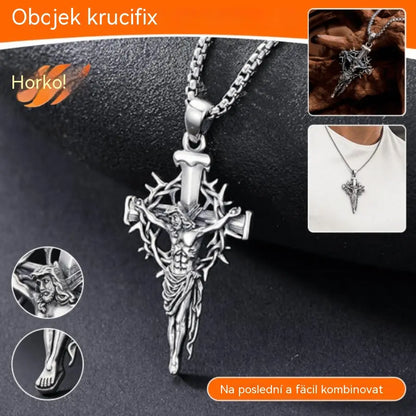 🔥Náhrdelník s křížem a trnovou svatozářem