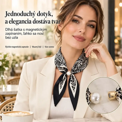 Šátek s magnetickým zapínáním a perlou — elegantní řešení pro každodenní styl, rychlé a bez vázání.