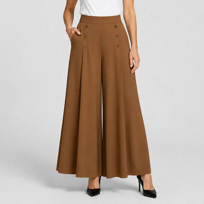 【M-5XL】Dámské elegantní skládané kalhoty s vysokým pasem a širokými nohavicemi