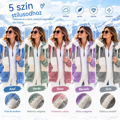 ⭐☃️Korlátozott ajánlat, 35% kedvezmény❄️【S-5XL】Új, 2026-os női télikabát – vastag, plüsscsíkos