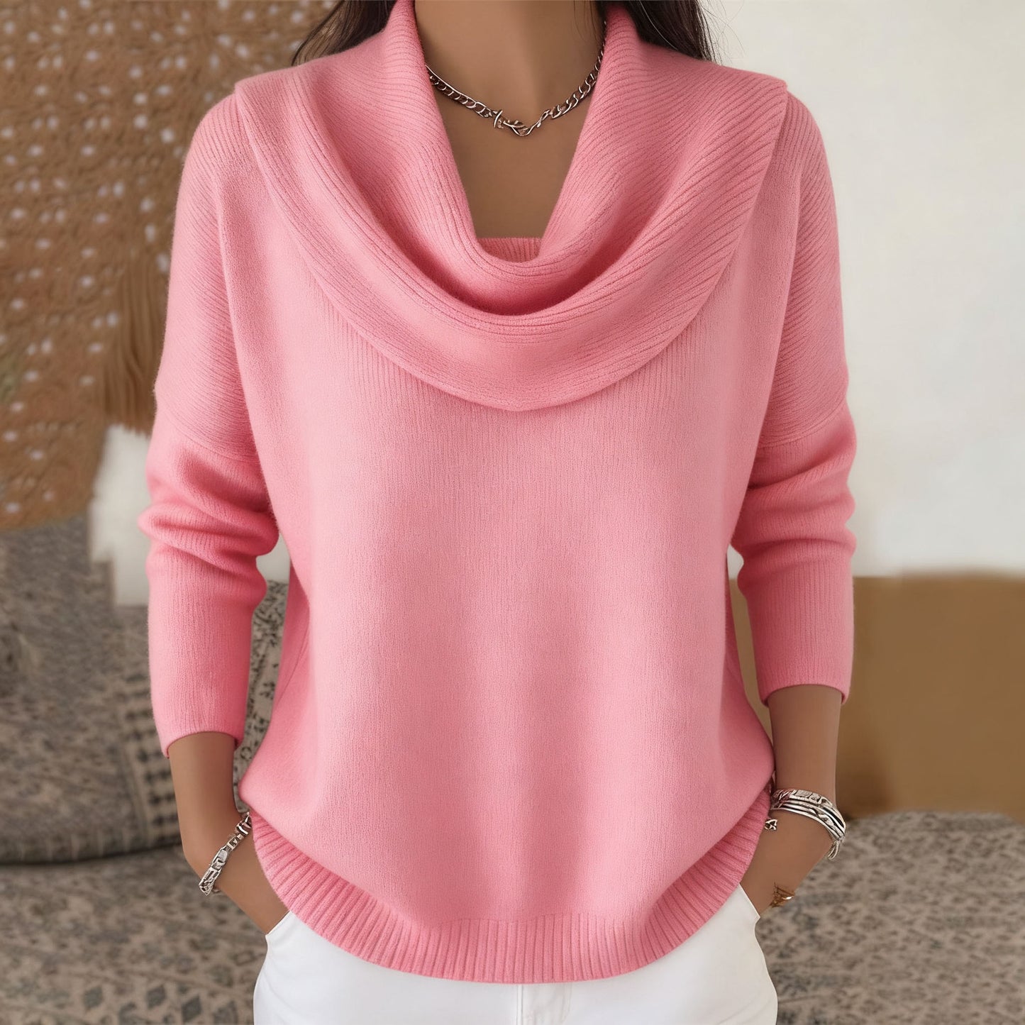 🔥【Tallas S-3XL】Suéter de manga larga, color liso, estilo casual y elegante, ¡novedad! 4162858