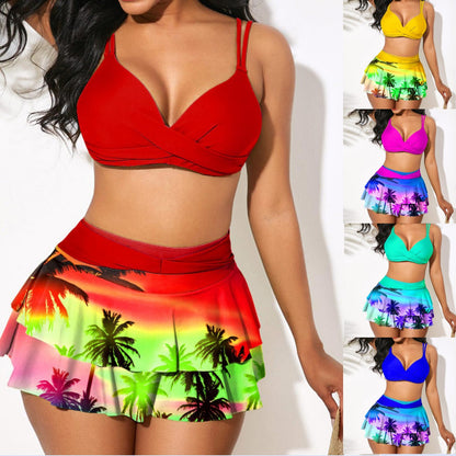 🏖️【S–3XL】✨ Letní vysoké módní plavky s potiskem, rychleschnoucí a prodyšný materiál