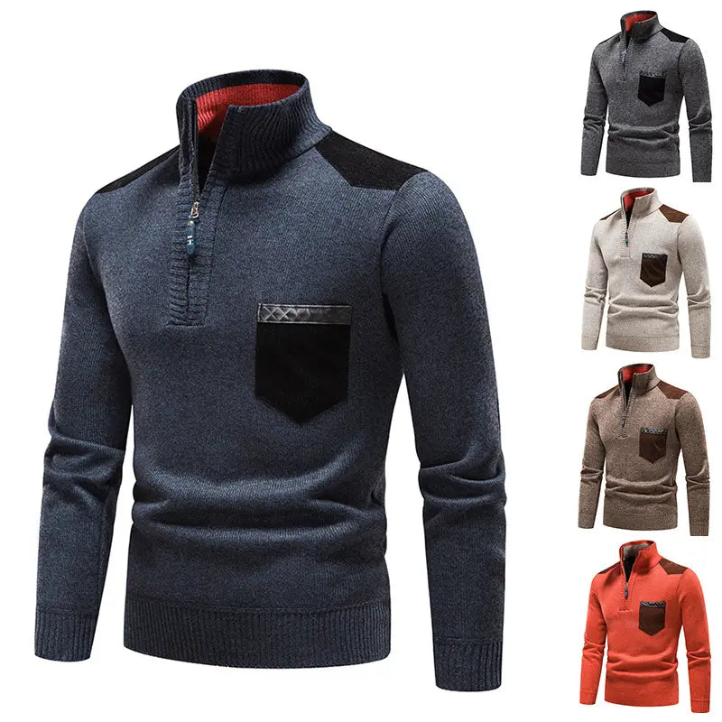 😊⭐【M–3XL】Moški sproščen pulover na zadrgo, kolekcija jesen/zima