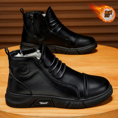 🔥🔥 [Rozmiary 39-44] Męskie buty śnieżne o średniej cholewce, skóra naturalna, podszewka z wełny 4182354