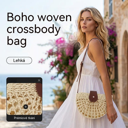 👜 ČASOVĚ OMEZENÁ SLEVA 50 %! ✨ Tkaná crossbody kabelka – boho styl, ručně tkaná, nastavitelná, lehká ✨