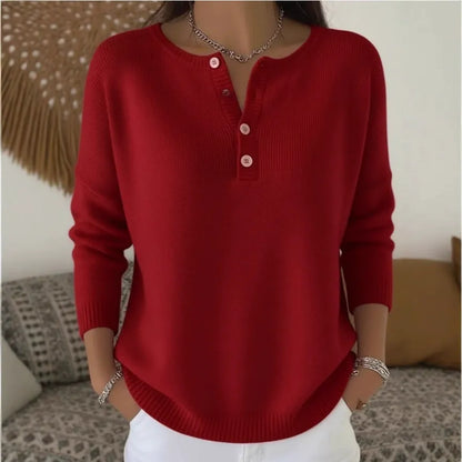 💟 Ostatni dzień: 50% zniżki ✨【S-2XL】Damski jednokolorowy sweter z dekoltem V, luźny i casualowy 4173255