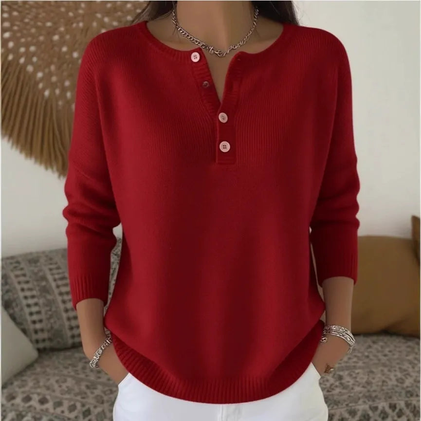 💟 Ostatni dzień: 50% zniżki ✨【S-2XL】Damski jednokolorowy sweter z dekoltem V, luźny i casualowy 4173255