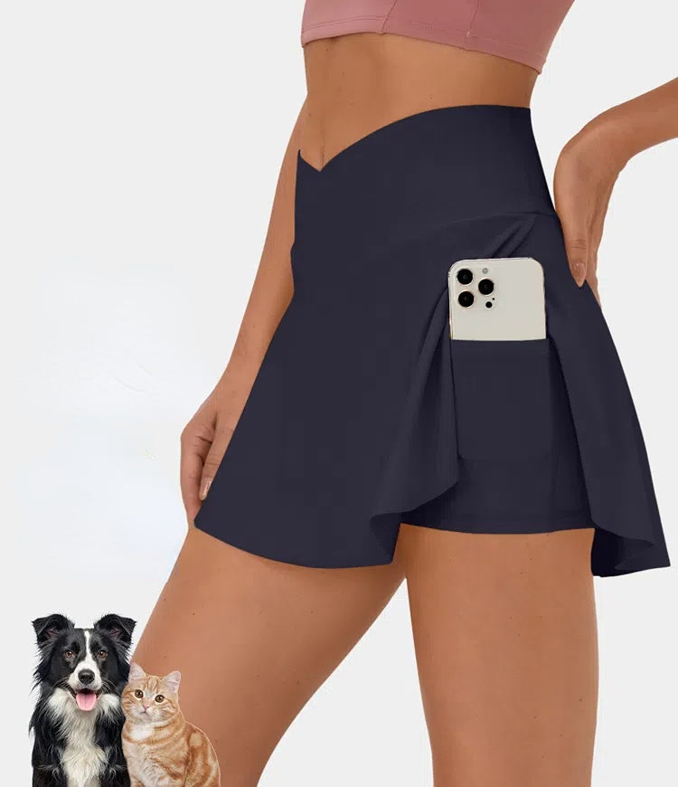 🔥【49% ZNIŻKI】👗【Kup 1, otrzymaj 1 za darmo】2 sztuki damskich sukienek ze zintegrowanymi spodenkami do sportu i fitnessu – dostępne w 13 kolorach.-4256020