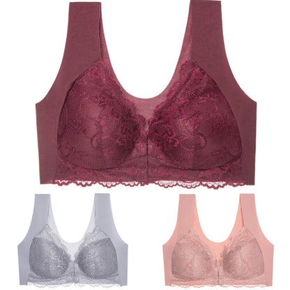 ✨【3dílná sada】Sexy podprsenka pro plnoštíhlé s předním zapínáním – bez kostic s krásným designem na zádech