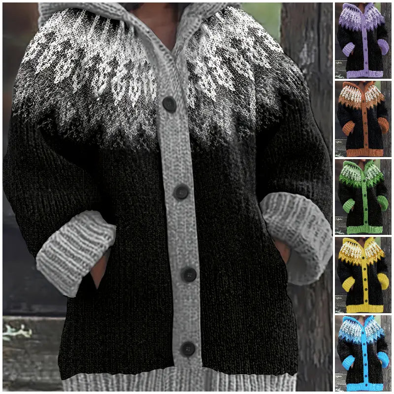 ✨ Poslední den – sleva 50 % 【S–5XL】✨ Elegantní dámská zimní bunda s kapucí a retro potiskem