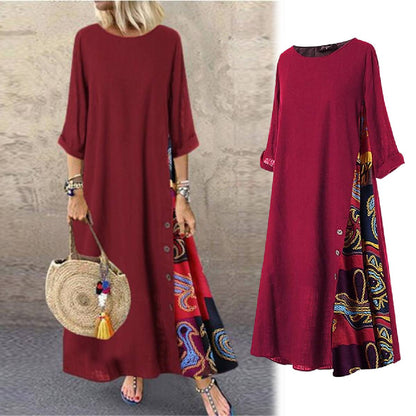 ✨💕【M-5XL】2025 Lato Nowa Damska Elegancka Retro Casualowa Sukienka Z Nadrukiem