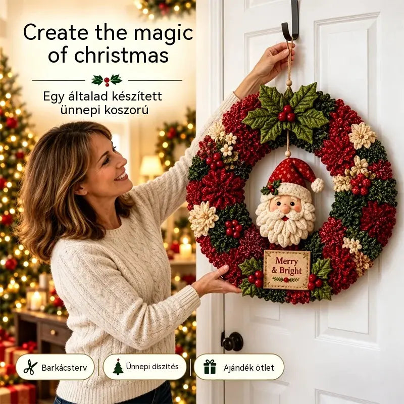 ⏰ UTOLSÓ NAP! 50% KEDVEZMÉNY ✨ Készíts olyan karácsonyi koszorút, amelyet büszkén kiteszel majd 🎄❤️ Kreatív készlet (3D-s textilbetűzéses technika) útmutatóval és leírással.