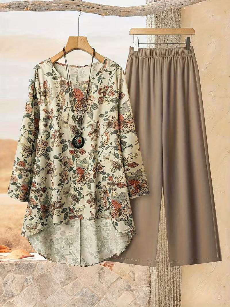 ⏳Oferta ograniczona czasowo⏰【50-120 kg】👚Damski garnitur casualowy w groszki, luźny krój-4257186