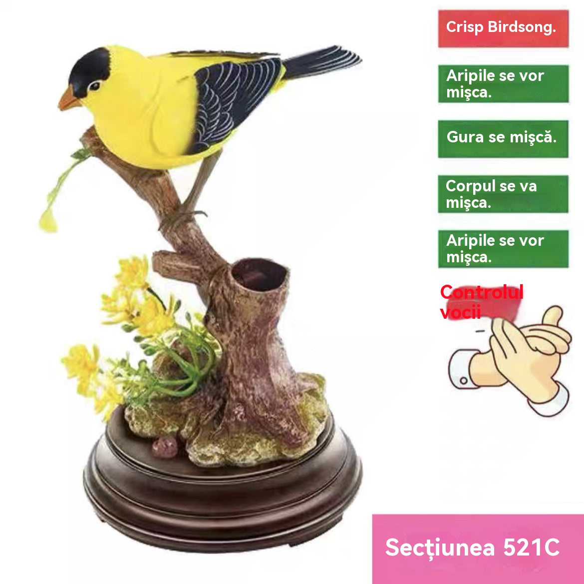 🦜🐦【Oferta ograniczona czasowo】Symulacja sterowana głosem, kreatywne, urocze ozdoby ptaków sterowane głosem, dekoracyjne ozdoby na biurko-4081681