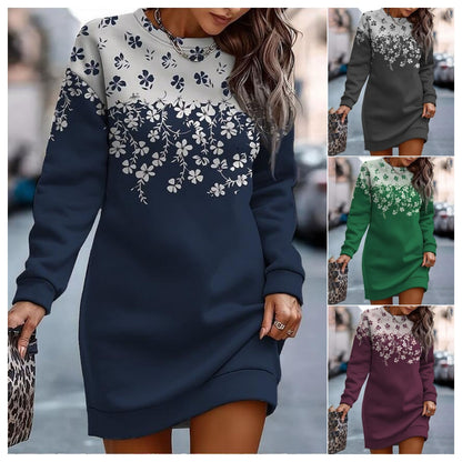 💕👗【S-3XL】Nowa jesienno-zimowa sukienka sweterkowa w kwiatowy wzór