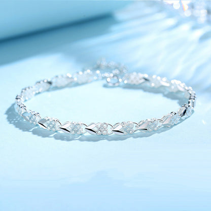 💎 Nowa europo - amerykańska modna i prosta damska pasek na rękę z srebra 925 w kształcie serca-4133328