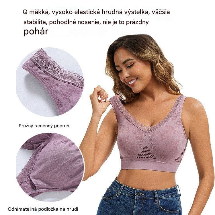 😍❤️40-120 kg【Zestaw 3 sztuk】✨ Biustonosz koronkowy bez fiszbin z wysokim wsparciem dla kobiet 4209623