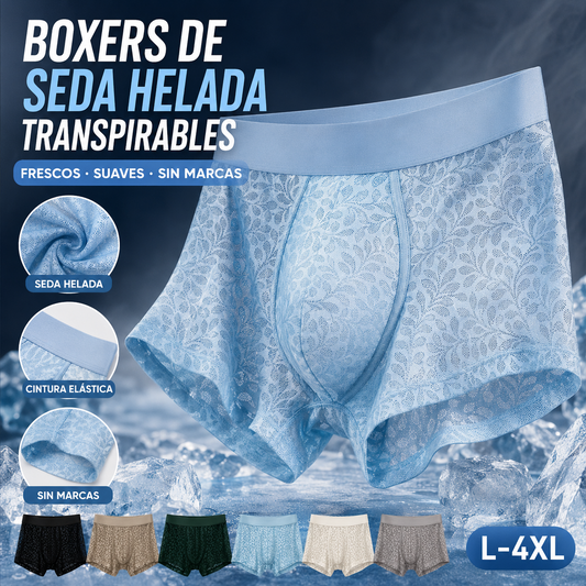 【L-4XL】Pánské síťované spodní prádlo Ice Silk, pro větší velikosti, prodyšné.