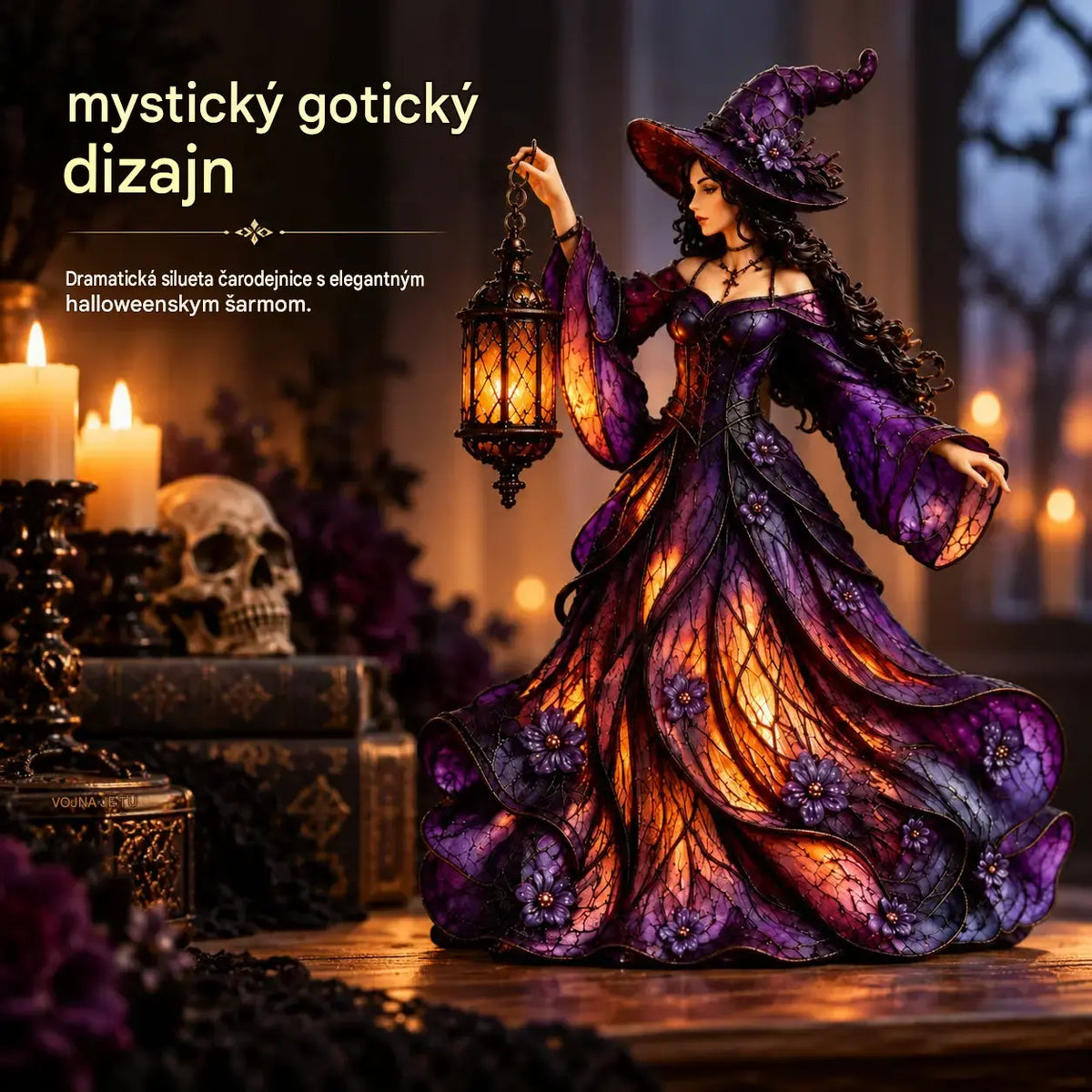 🧙‍♂️ Gotická halloweenská dekorativní lampa ve tvaru čarodějnice 🧙‍♀️