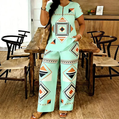 🥼 Compleu de Vară Premium: Bluză cu Decolteu în V și Pantaloni Lejeri – Material Fluid, Efect de Alungire, 6 Culori, S-2XL! ✨☀️