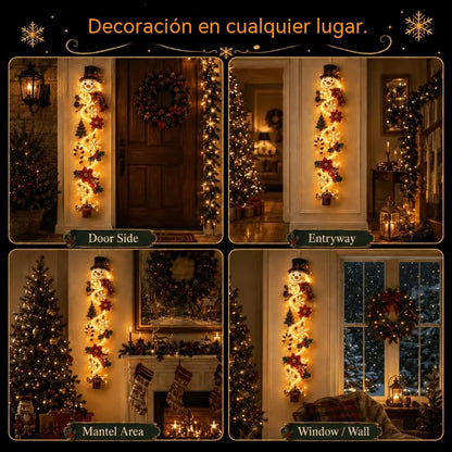 ❄️🎄 Božični okraski za vrata MerryCascade z osvetlitvijo | 6 prazničnih dizajnov, topla svetloba, 3D detajli in navpični dizajn, ki prihrani prostor ✨