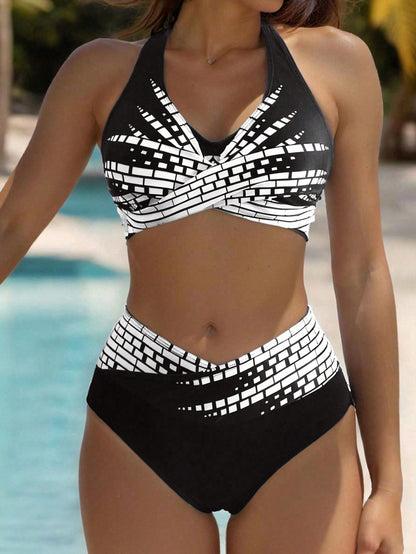 👙Sleva 50 % 💥 👙Dvoudílné bikiny pro ženy ve větších velikostech 【L–5XL】✅ Vysoký pas ✅ Vysoká elasticita-4224355