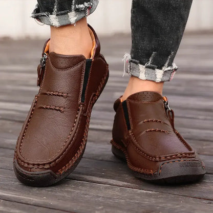 👞【 38–48】Pánské zimní zateplené boty na řízení, kvalitní kůže, ruční výroba, protiskluzová podrážka, široká špička a podpora klenby ✅ Platba na dobírku