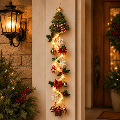 ❄️🎄 Božični okraski za vrata MerryCascade z osvetlitvijo | 6 prazničnih dizajnov, topla svetloba, 3D detajli in navpični dizajn, ki prihrani prostor ✨