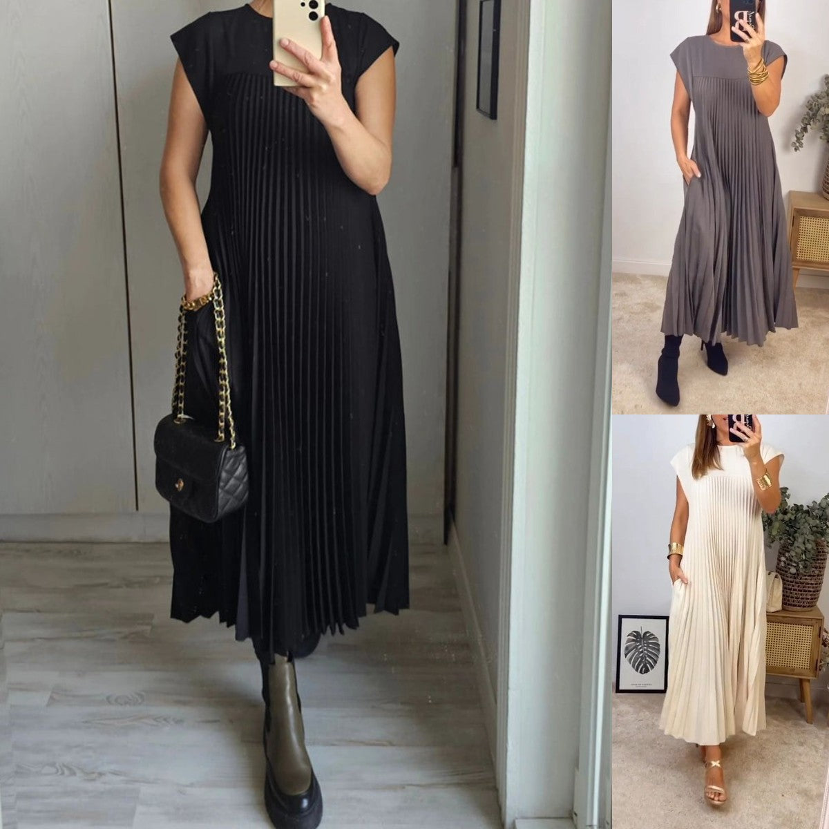 🔥❤️【S-3XL】Wysokiej jakości jednokolorowa plisowana sukienka bez rękawów