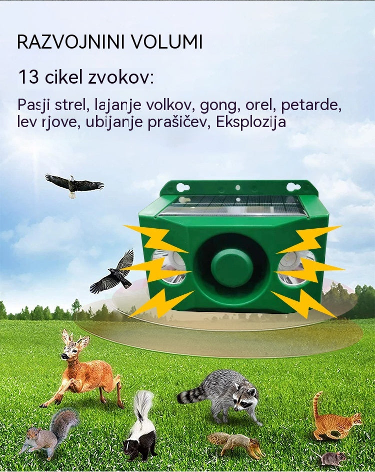 🔥【Kupite 1, prejmete 1 brezplačno】🐅🐅 Solarni repeller z ultrazvokom za zunaj