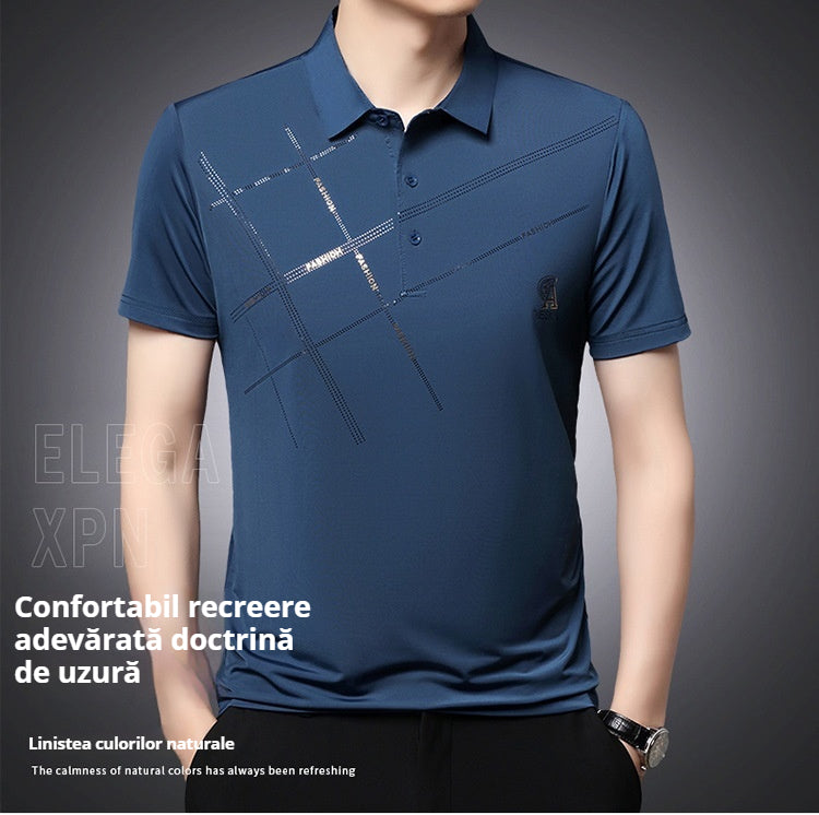 💥【Kup 1, a 2 dostaniesz gratis】👔【M-4XL】2025 Nowa męska casualowa koszulka polo z jedwabiu lodowcowego-4019142