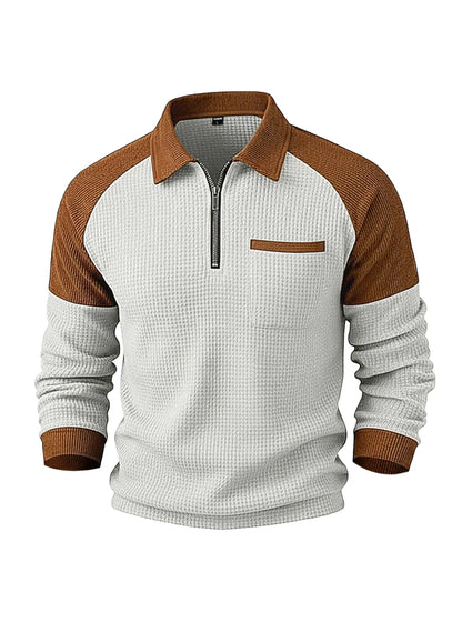 👕【S–3XL】 Pánská mikina s vysokým límcem a vaflovou strukturou ✨🧥