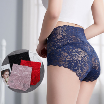 💕【6 ks】💕【55–100 kg】Letní dámské kalhotky s vysokým pasem pro tvarování postavy, krajkový design, pohodlné na nošení